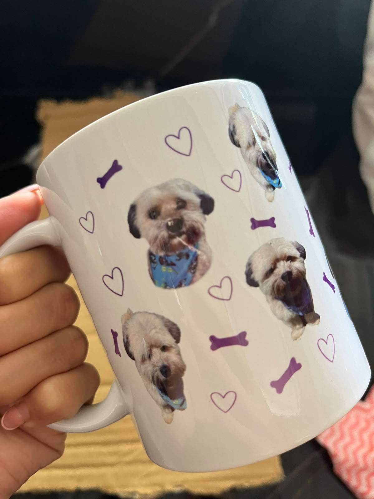 Mug personalizado blanco con foto de perrito — producto Comedogs Cali